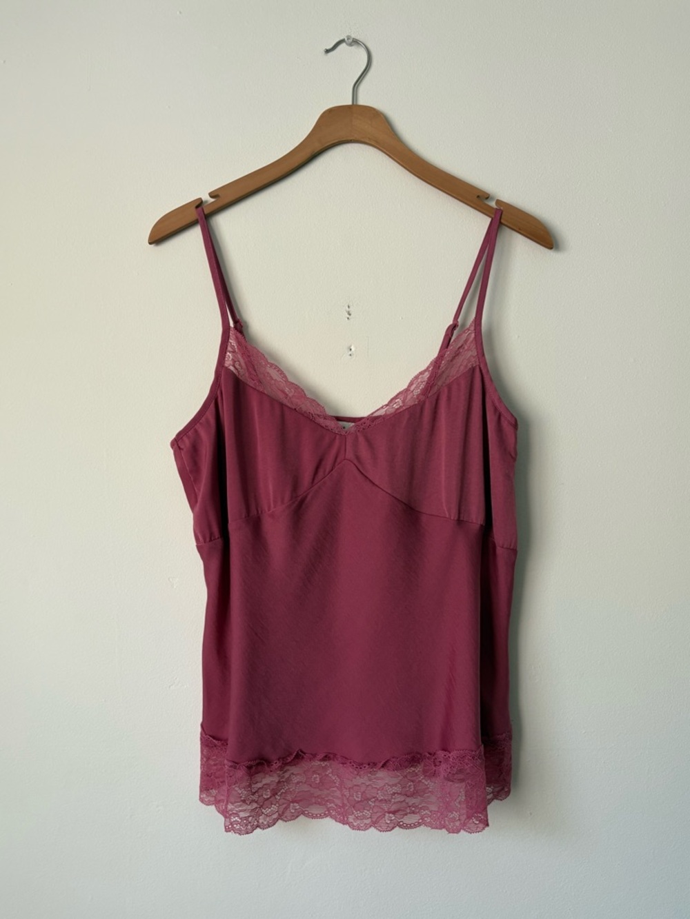 Francesca’s Jill Lace Trim Satin Tank Top